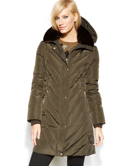 michael michael kors petite jacket leather quilted hooded|Michael Kors ladies padded coats.